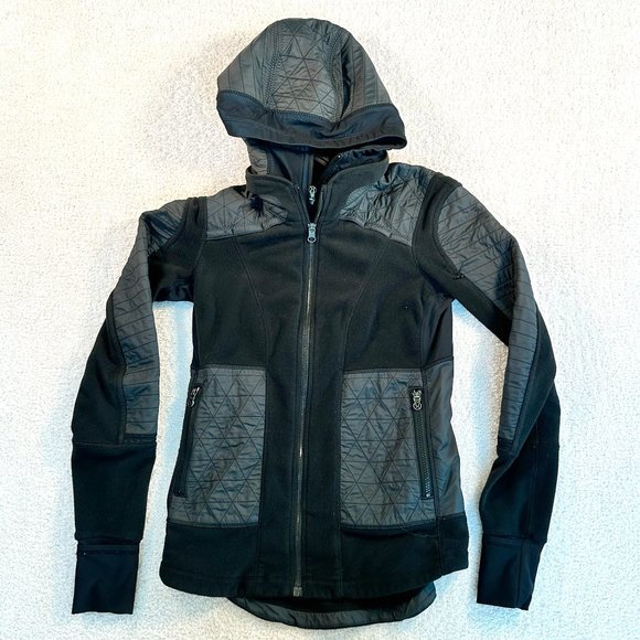 lululemon athletica Jackets & Blazers - Lululemon Womens Fleecy Keen Jacket Size 6 Black Comfy Utility Fall Warm Cozy
